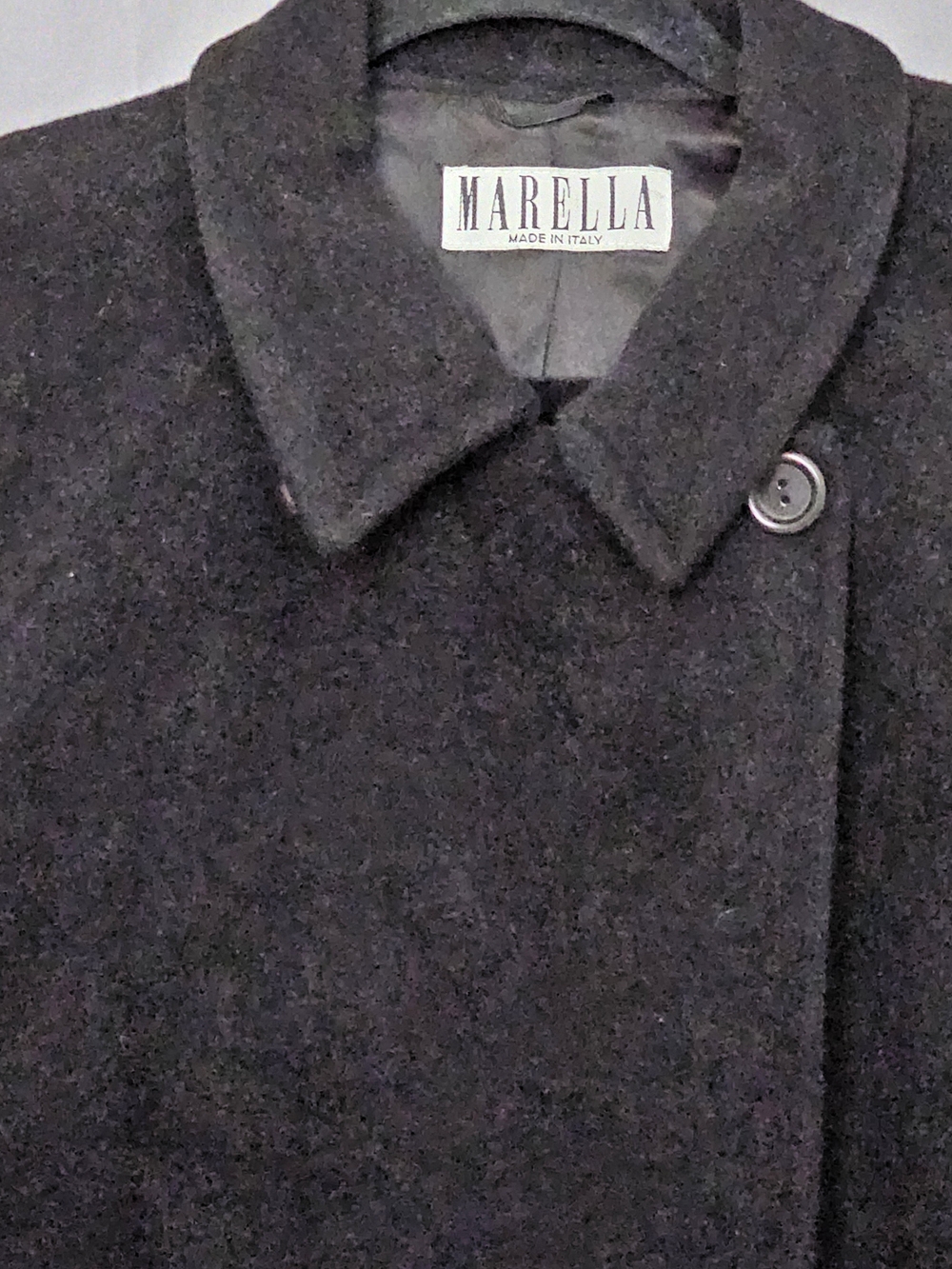 MARELLA Black Wool Cape with Single Button Collar - Picture 3 of 6